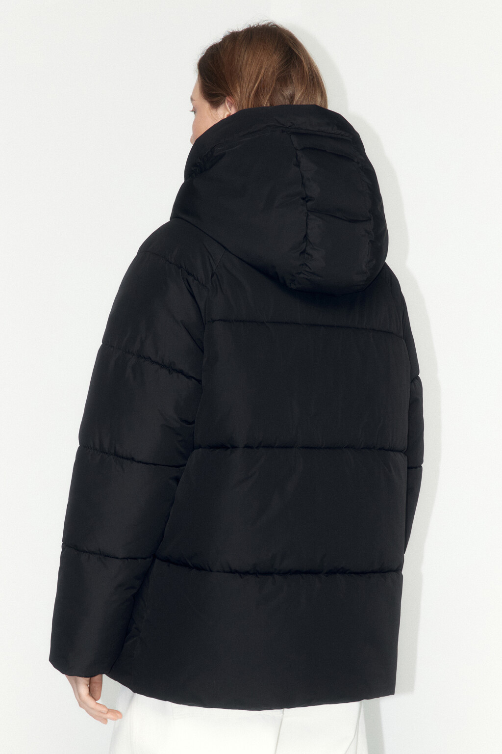 Куртка стеганая с воротником-стойкой и капюшоном - цвет черный - 4