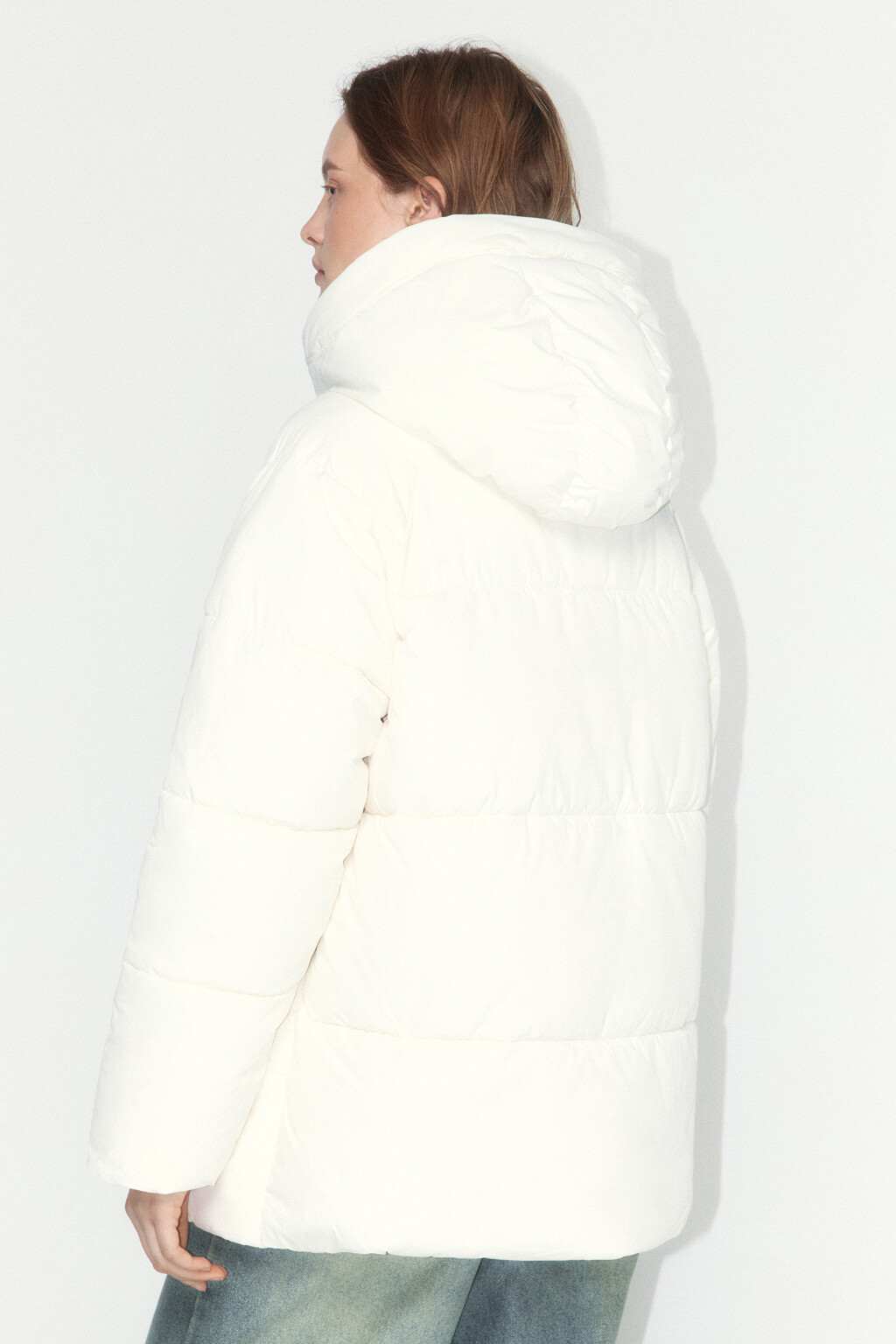 Куртка стеганая с воротником-стойкой и капюшоном - цвет молочный - 4