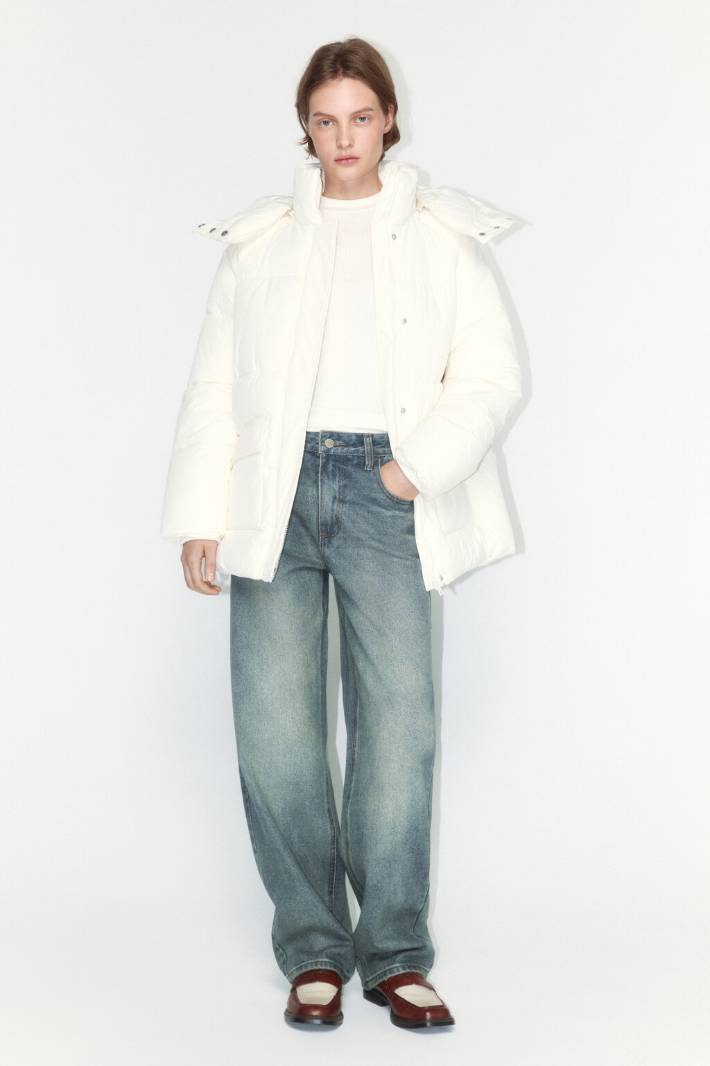 Куртка стеганая с воротником-стойкой и капюшоном - цвет молочный - 5