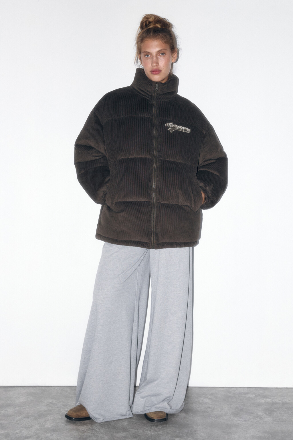 Куртка oversize стеганая с вельветовой фактурой - цвет зеленый - 6