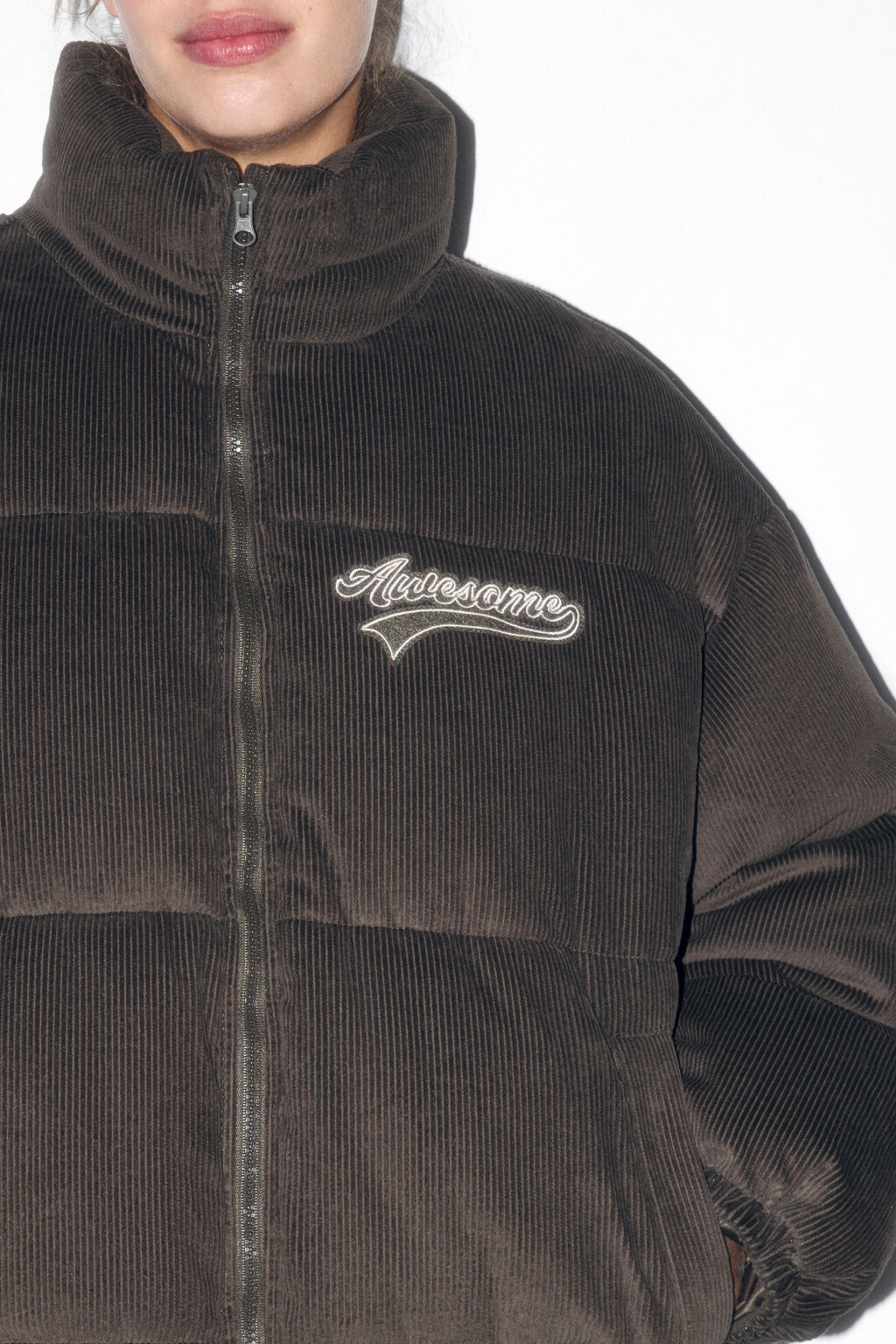 Куртка oversize стеганая с вельветовой фактурой - цвет зеленый - 8