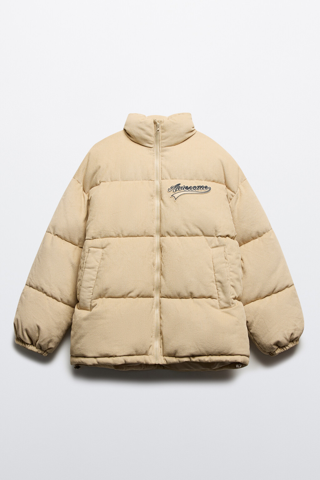 Куртка oversize стеганая с вельветовой фактурой - цвет бежевый - 9