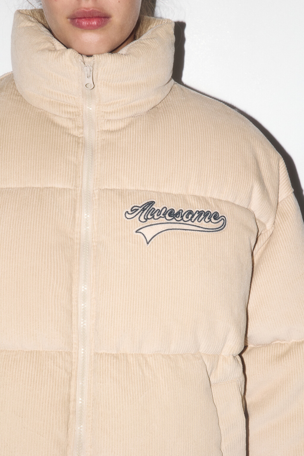 Куртка oversize стеганая с вельветовой фактурой - цвет бежевый - 6