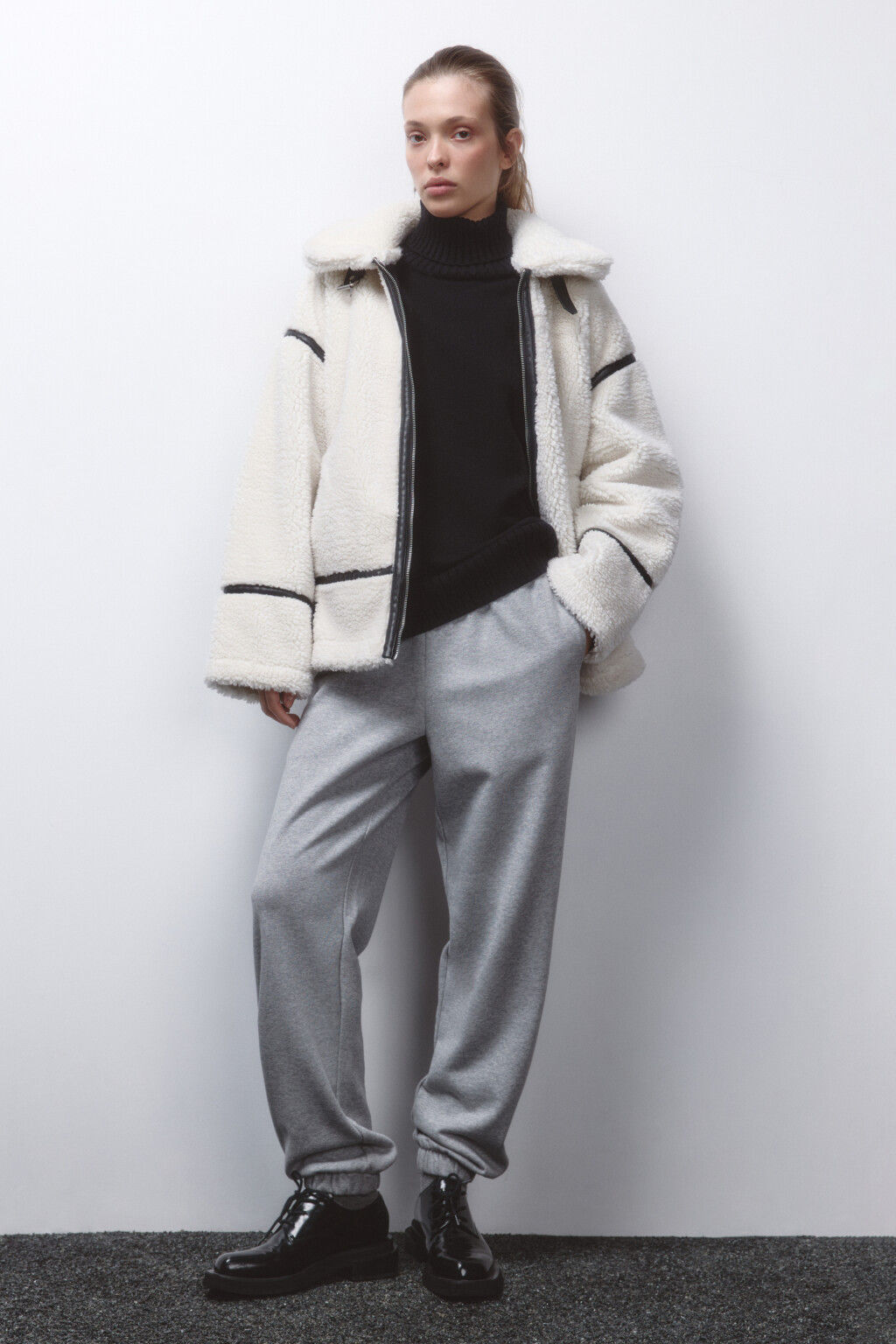 Куртка-авиатор из искусственного меха под овчину - цвет молочный - 5