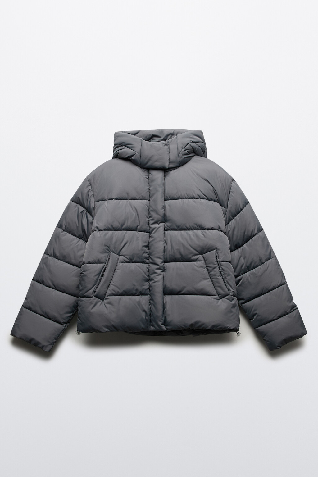 Куртка стеганая укороченная с капюшоном - цвет серый - 10