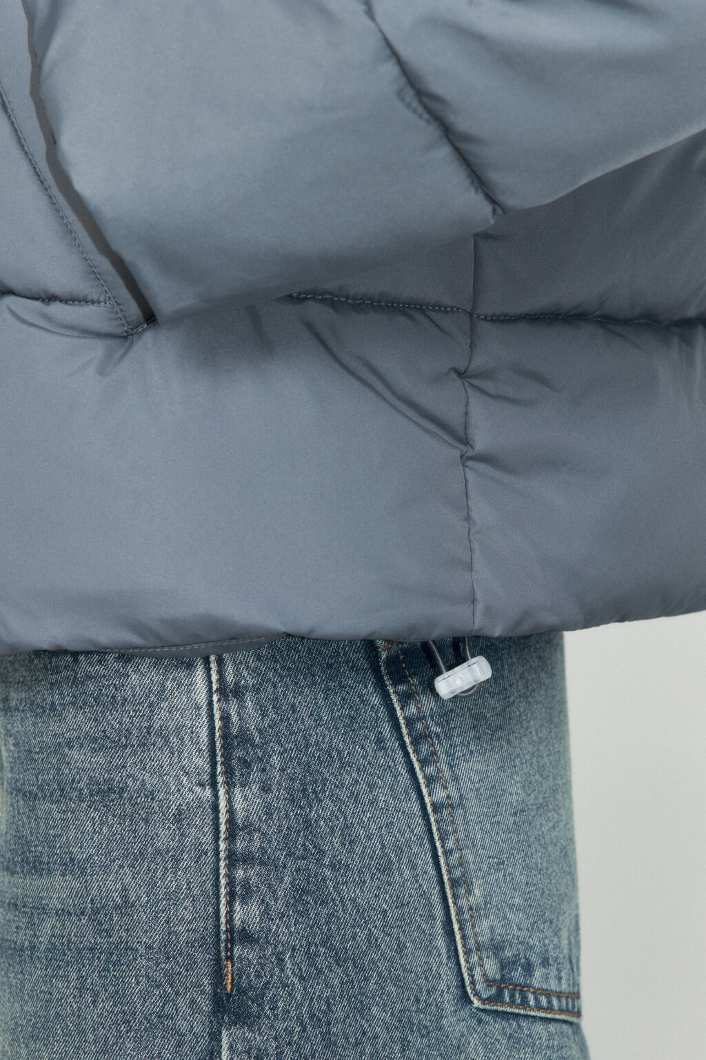 Куртка стеганая укороченная с капюшоном - цвет серый - 8