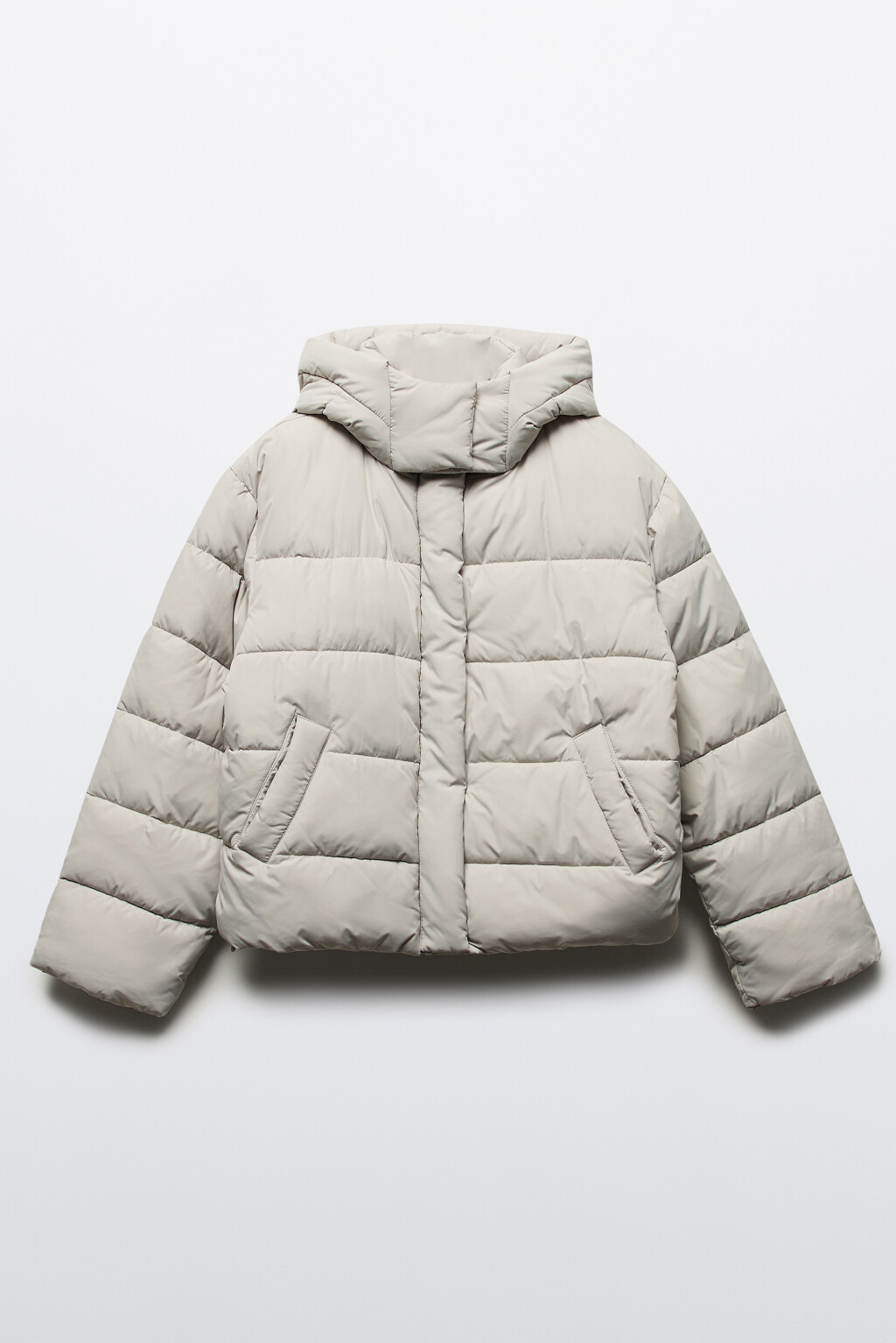 Куртка стеганая укороченная с капюшоном - цвет бежевый - 11