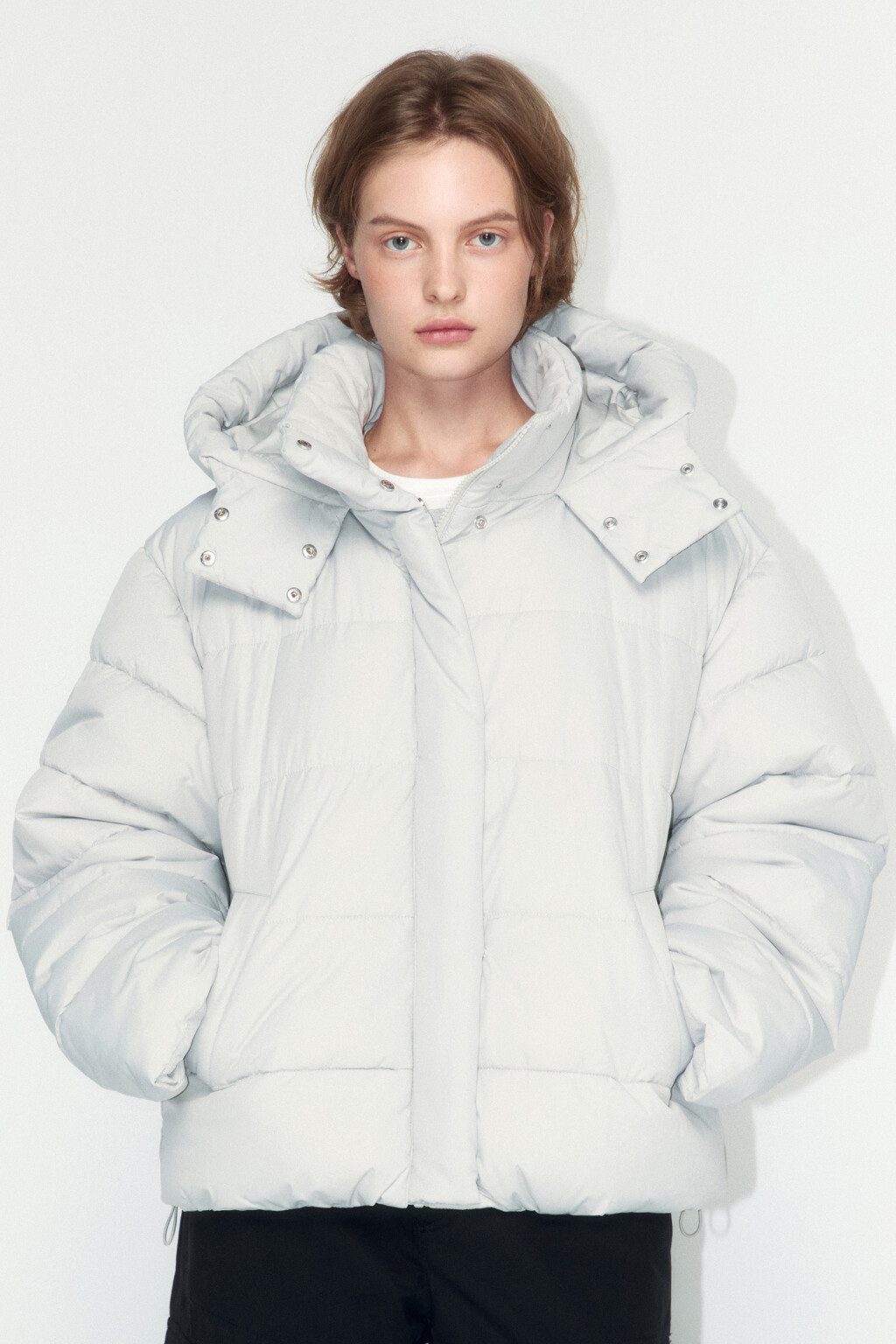 Куртка стеганая укороченная с капюшоном - цвет бежевый - 2