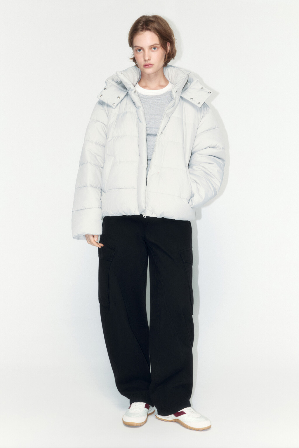 Куртка стеганая укороченная с капюшоном - цвет бежевый - 5