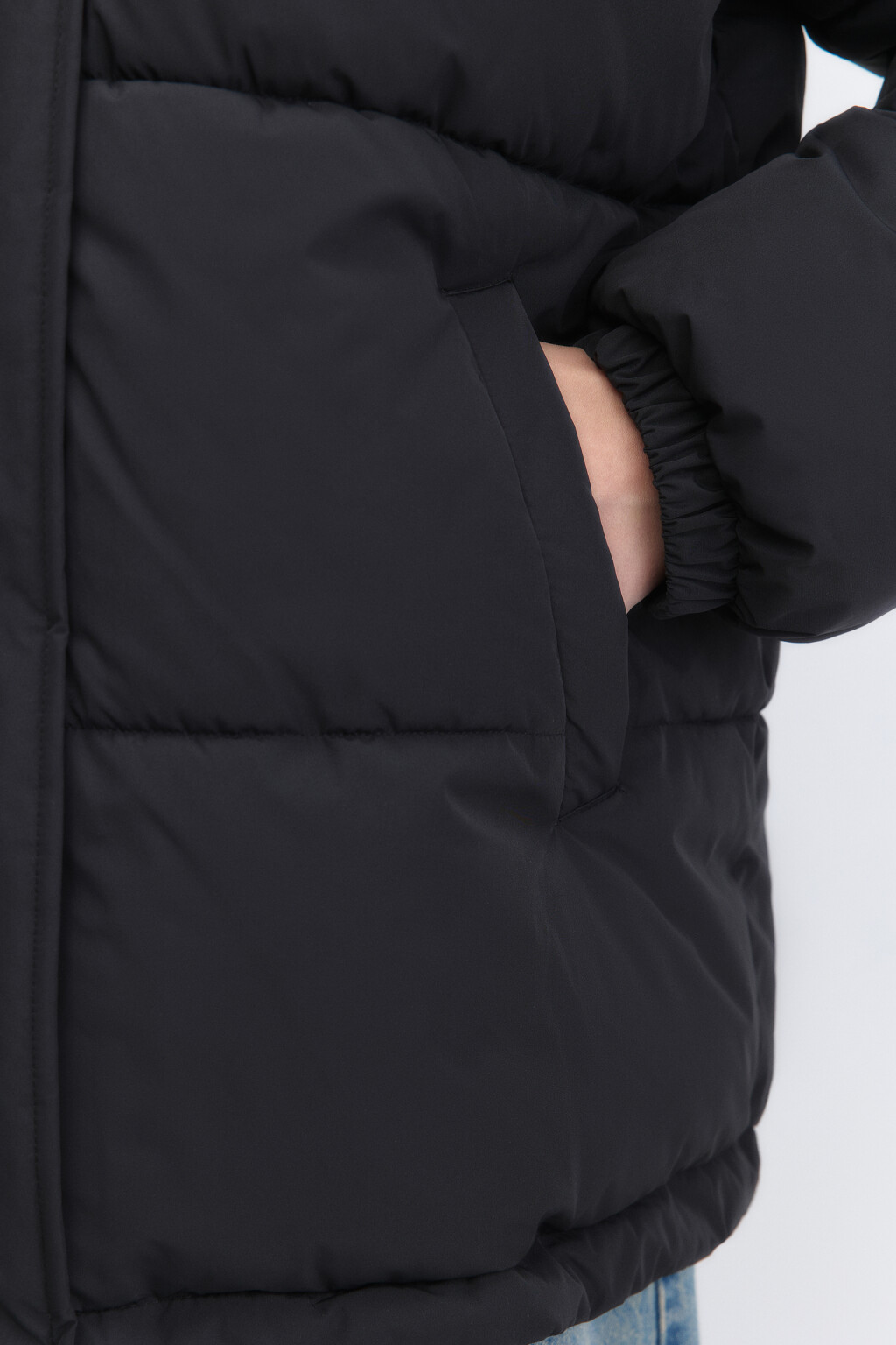 Куртка oversize стеганая с флисовым капюшоном - цвет черный - 9