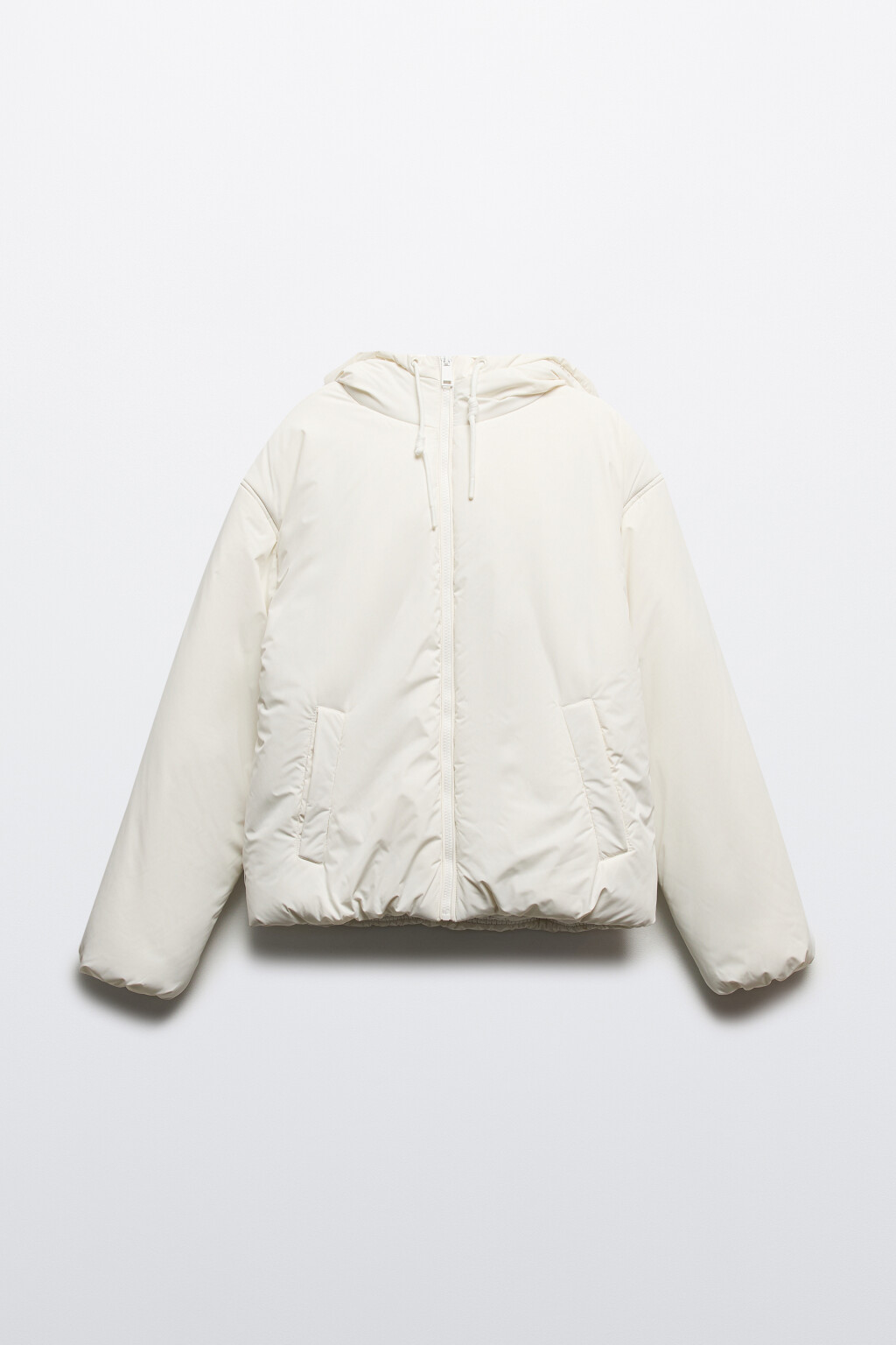 Куртка короткая утепленная с капюшоном - цвет молочный - 9