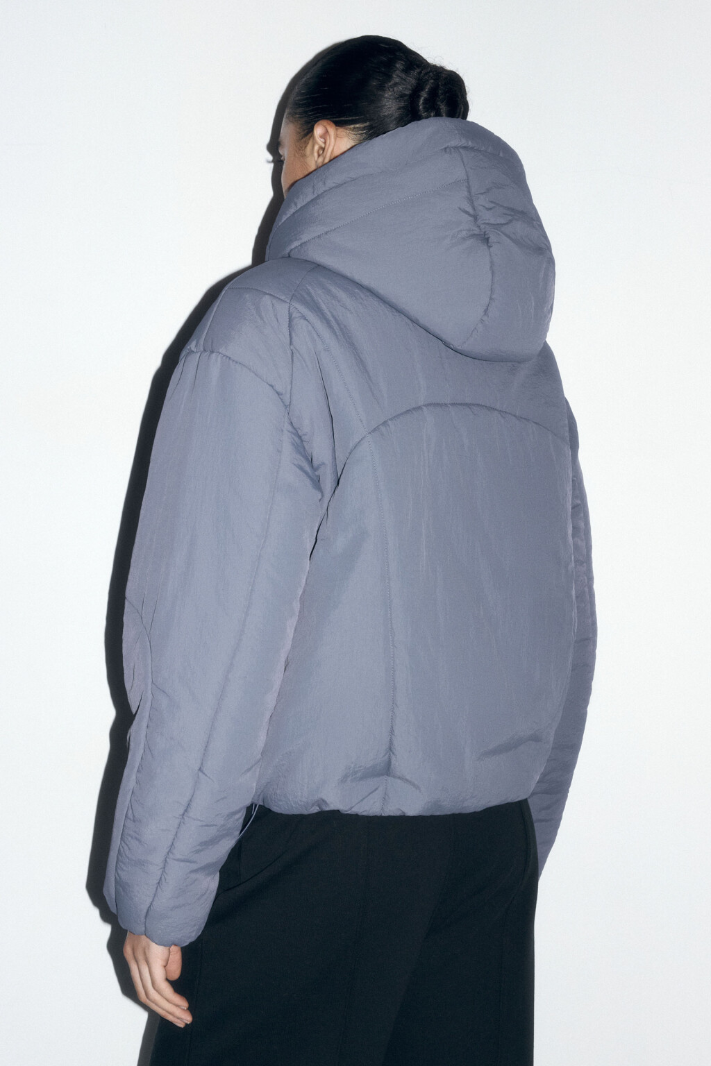 Куртка короткая стеганая с капюшоном - цвет синий - 5