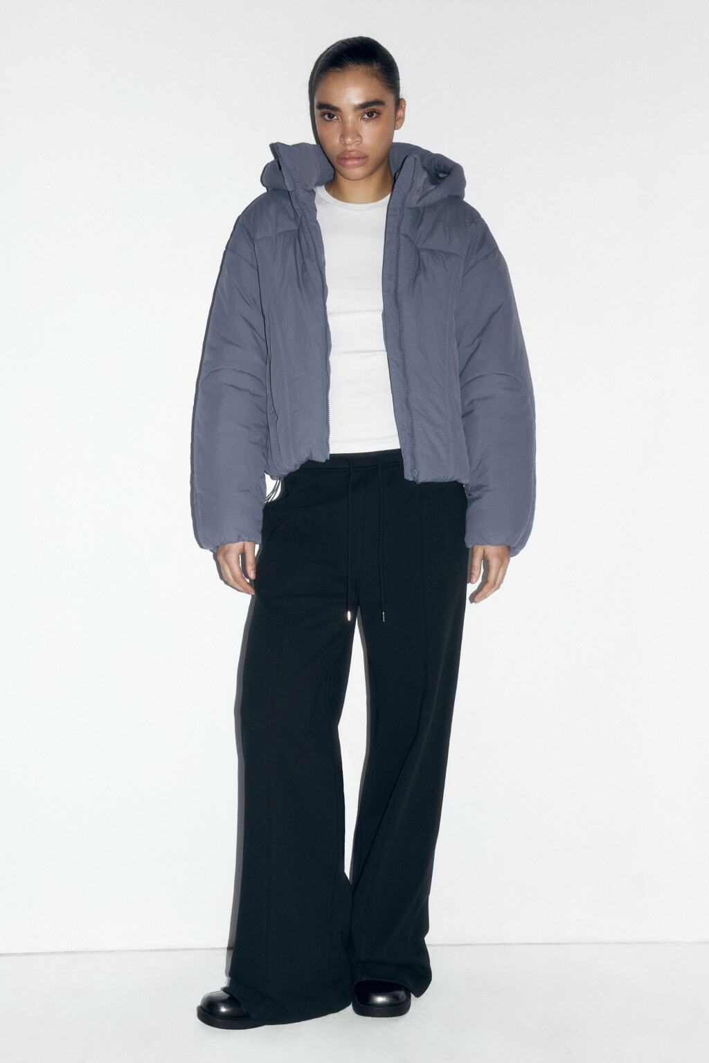 Куртка короткая стеганая с капюшоном - цвет синий - 6