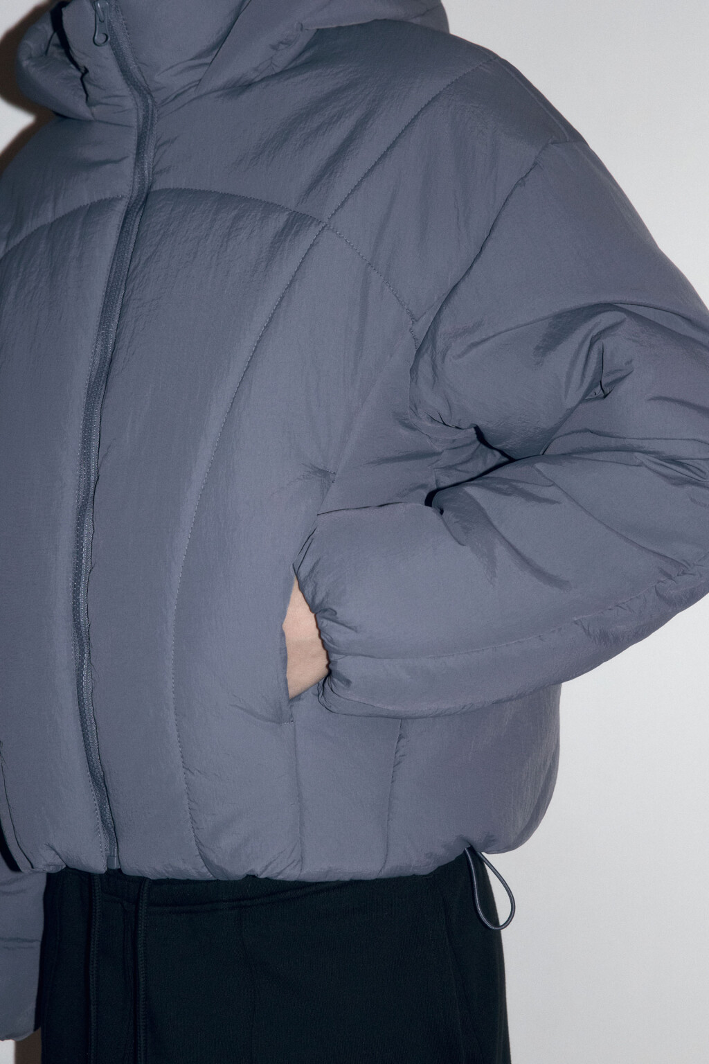 Куртка короткая стеганая с капюшоном - цвет синий - 7