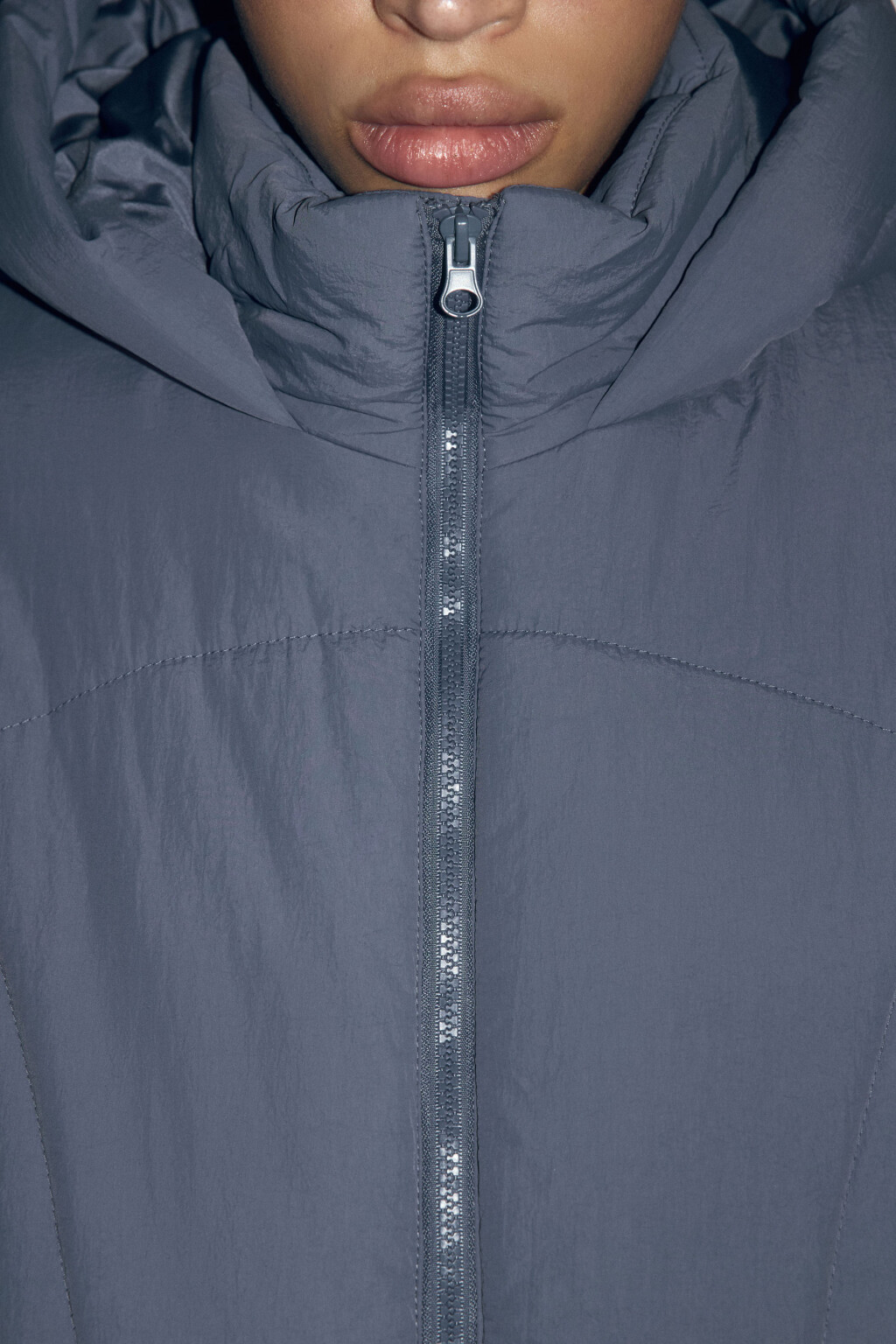 Куртка короткая стеганая с капюшоном - цвет синий - 8