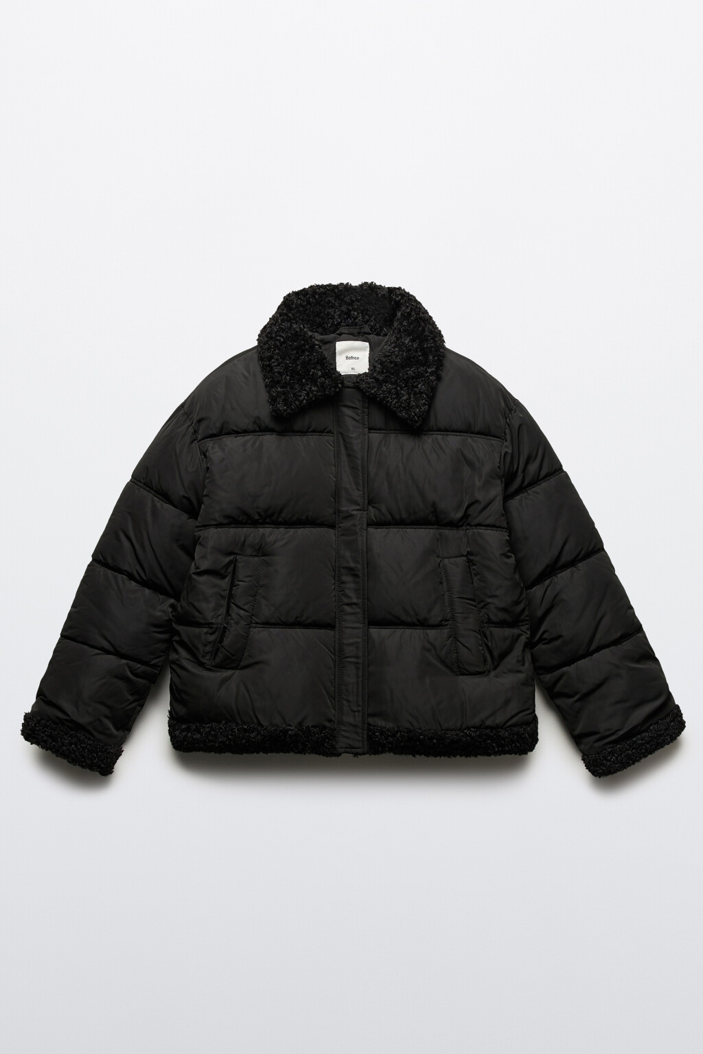 Куртка стеганая с опушкой из искусственного меха - цвет черный - 10
