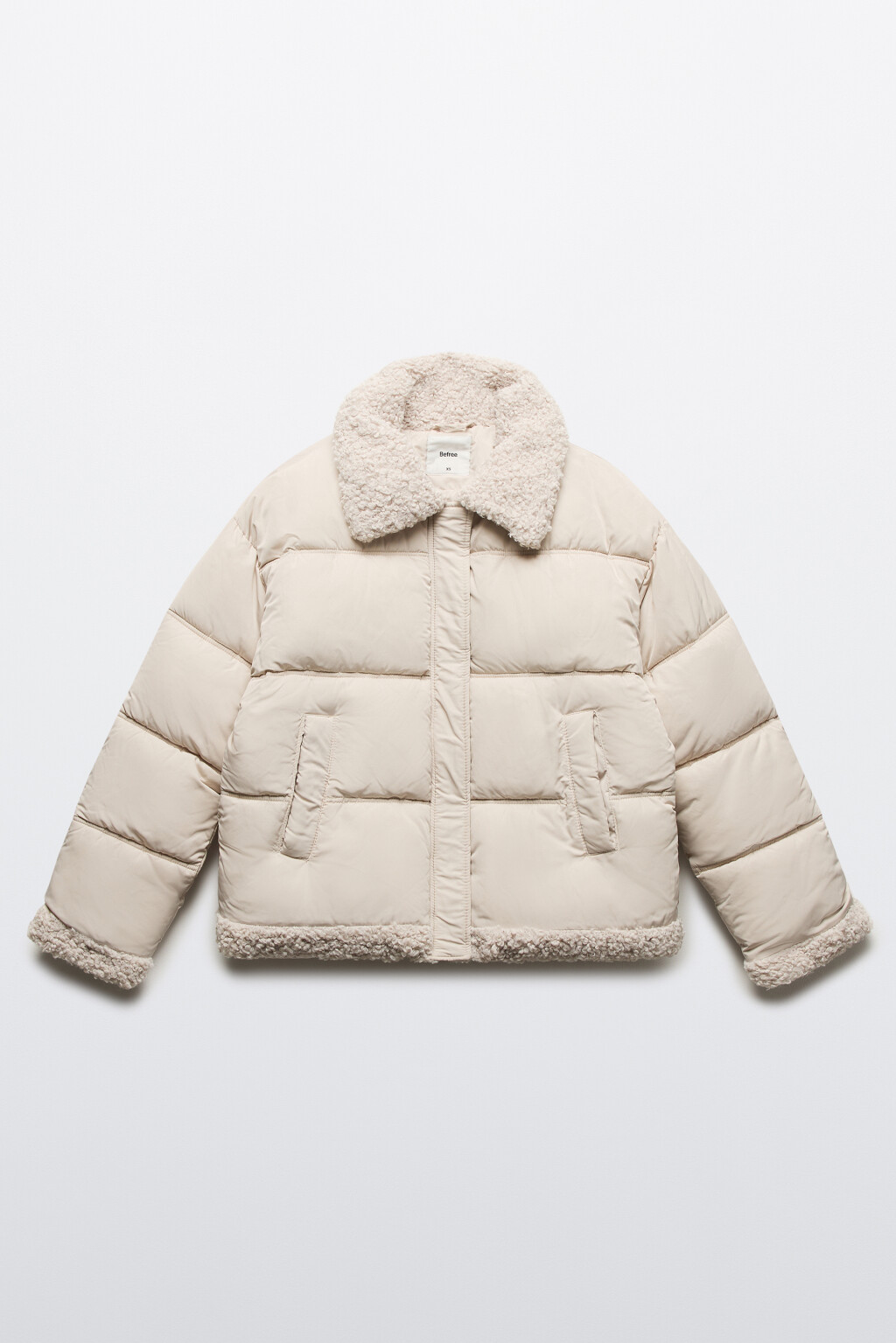 Куртка стеганая с опушкой из искусственного меха - цвет молочный - 10