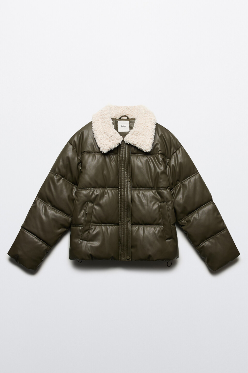 Куртка стеганая с широким воротником - цвет зеленый - 9