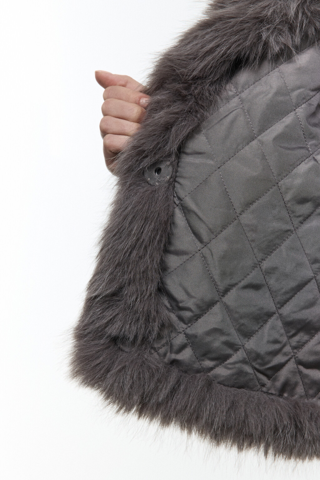 Шуба укороченная из искусственного меха с ворсом - цвет серый - 9