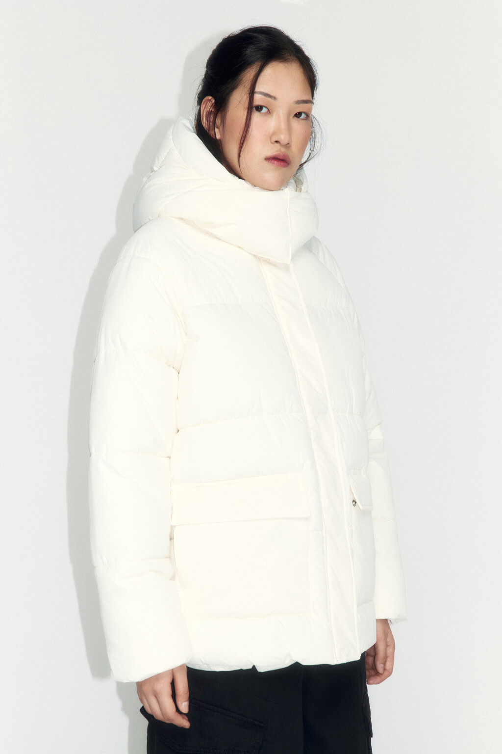 Куртка стеганая с воротником-стойкой и капюшоном - цвет бежевый - 3