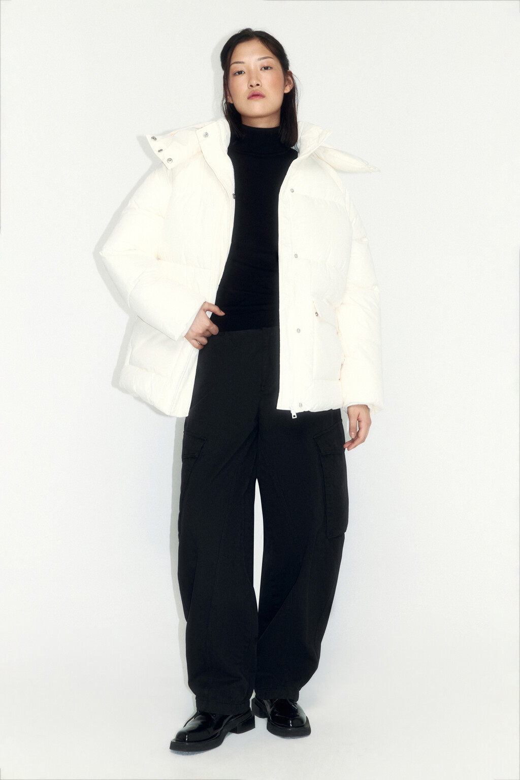 Куртка стеганая с воротником-стойкой и капюшоном - цвет бежевый - 5