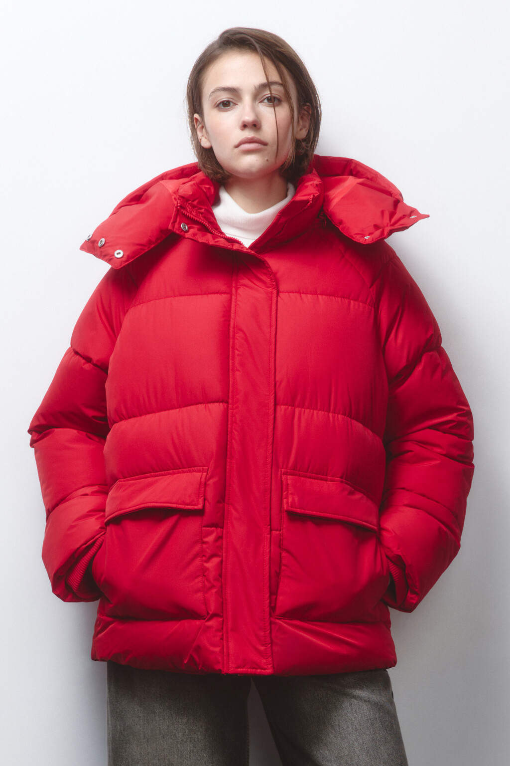 Куртка стеганая с воротником-стойкой и капюшоном - цвет красный - 2