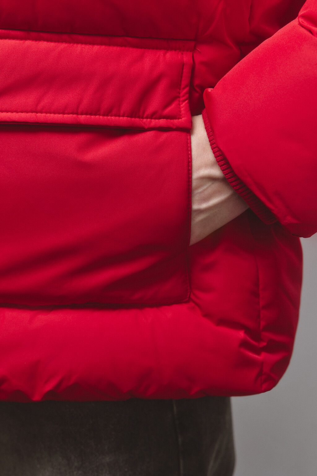 Куртка стеганая с воротником-стойкой и капюшоном - цвет красный - 7