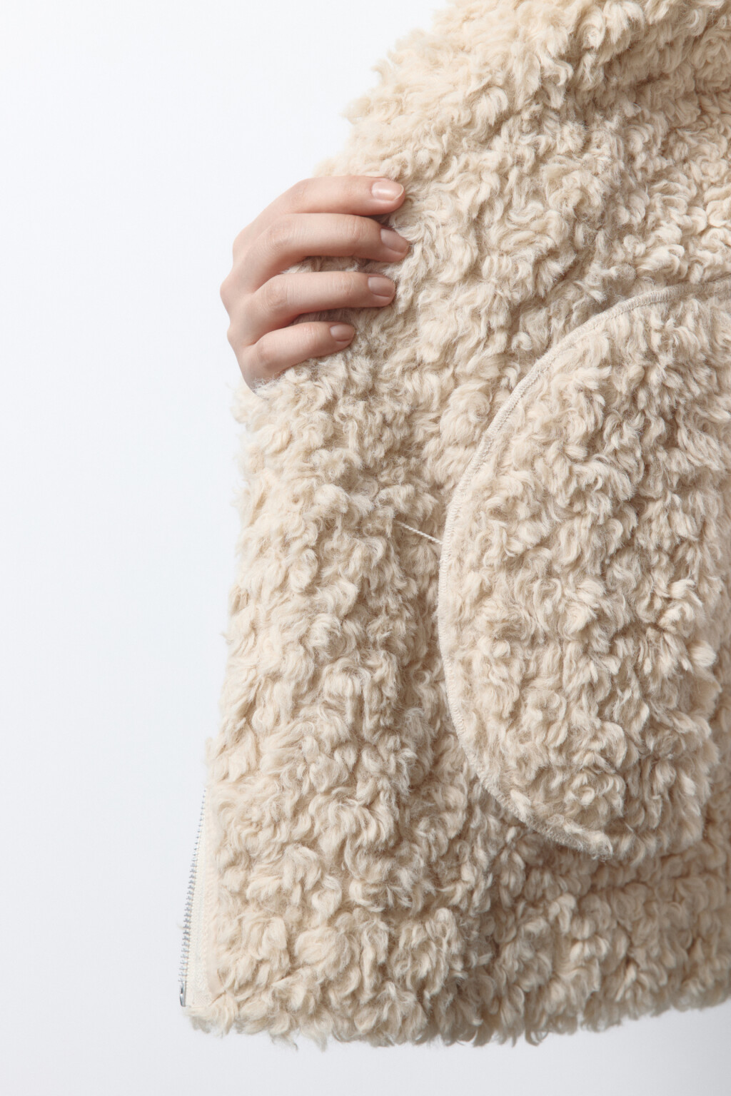 Дубленка из искусственной замши с отделкой - цвет бежевый - 8