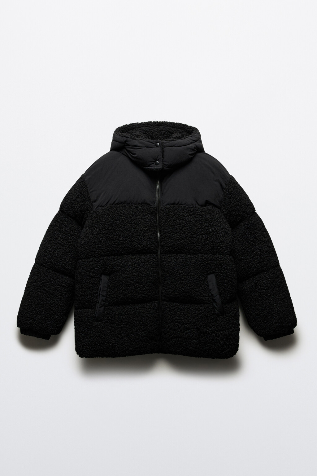 Куртка стеганая из искусственного меха с кокеткой - цвет черный - 9