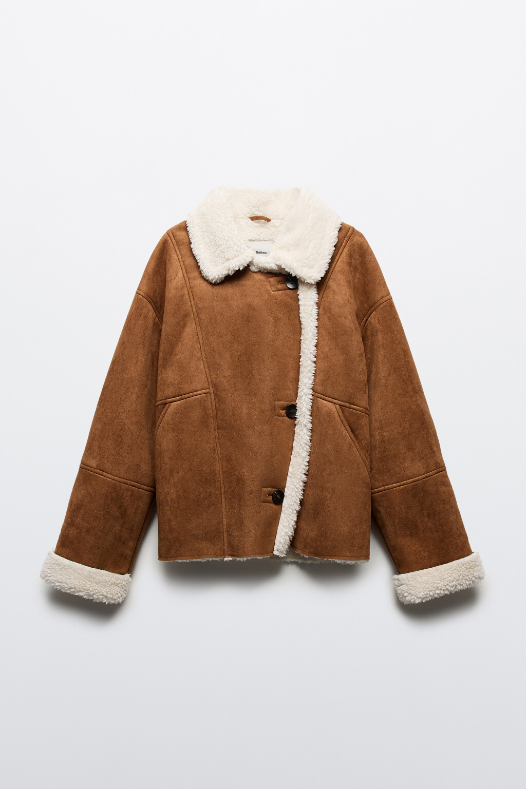 Куртка-дубленка короткая с отделкой под овчину - цвет коричневый - 10