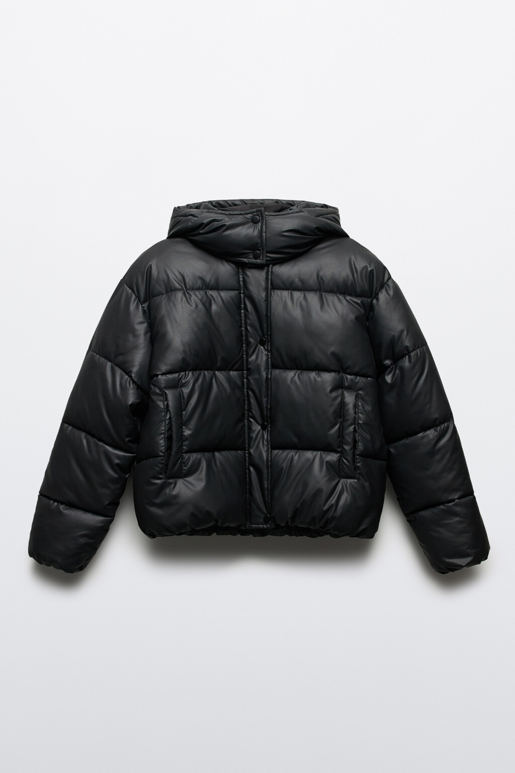 Куртка из искусственной кожи с капюшоном - цвет черный - 9