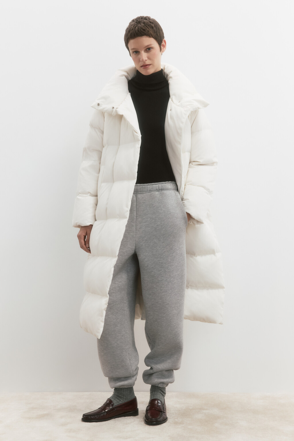 Пуховик стеганый на натуральном утеплителе - цвет бежевый - 5