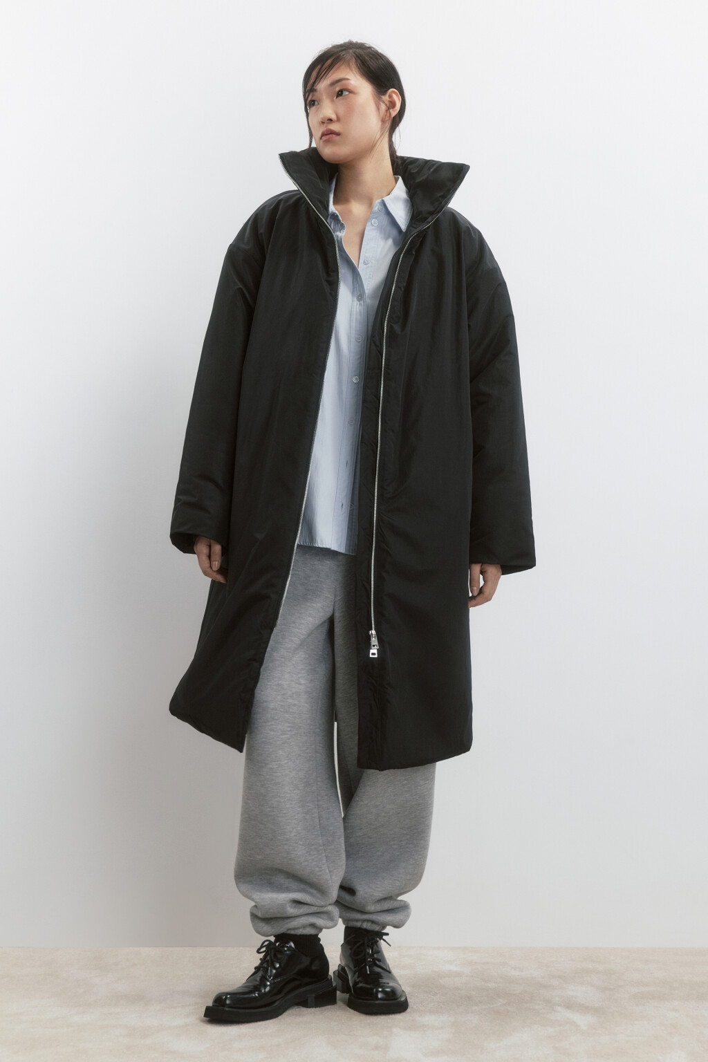 Пальто утепленное с воротником-стойкой - цвет черный - 5