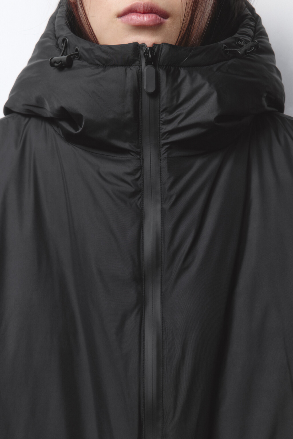 Куртка-бомбер oversize удлиненная с капюшоном - цвет черный - 6