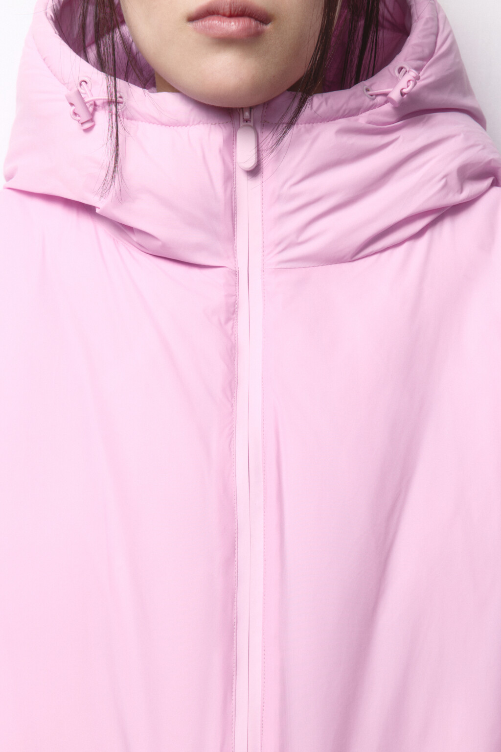 Куртка-бомбер oversize удлиненная с капюшоном - цвет розовый - 6