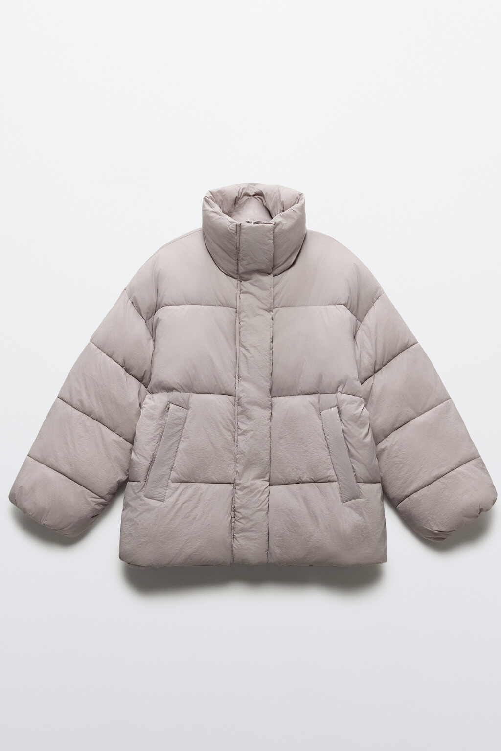 Куртка oversize стеганая с воротником-стойкой - цвет бежевый - 9