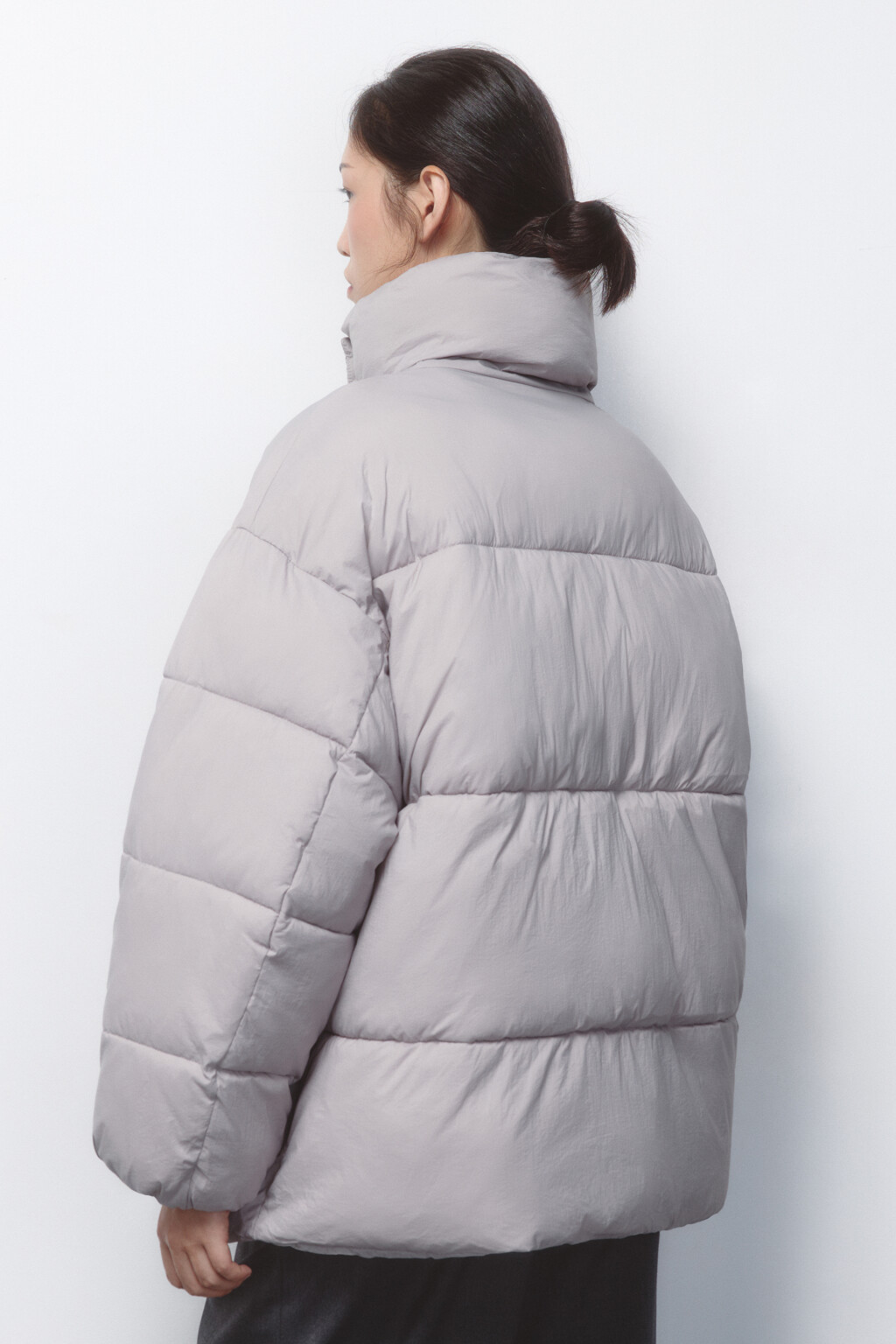 Куртка oversize стеганая с воротником-стойкой - цвет бежевый - 4