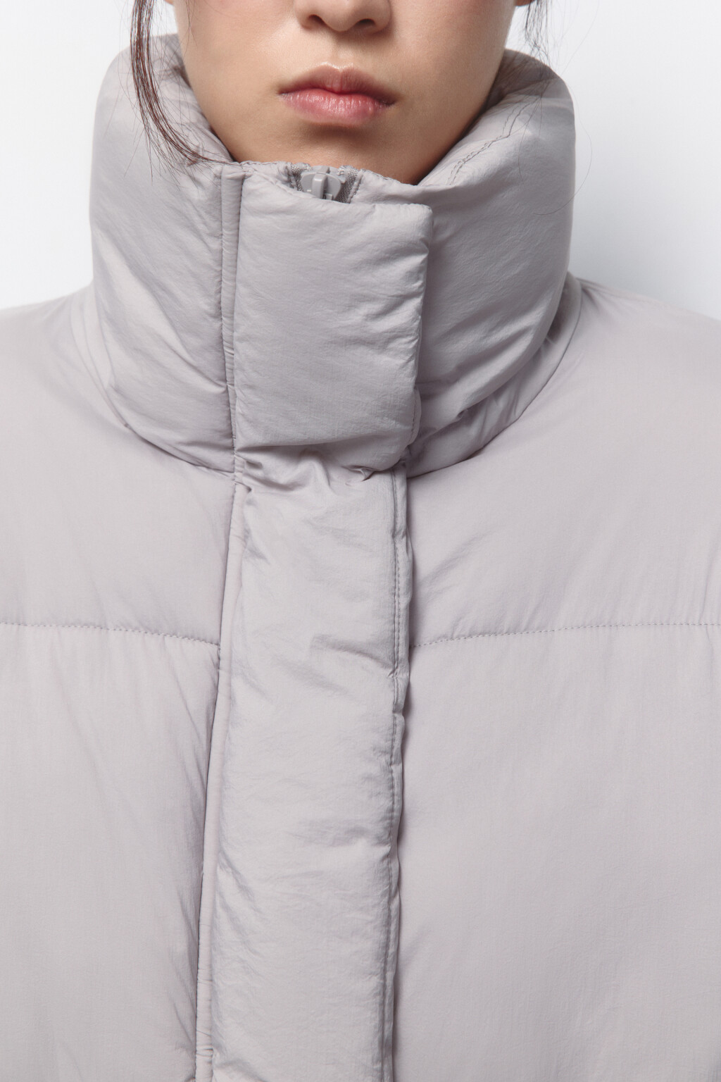 Куртка oversize стеганая с воротником-стойкой - цвет бежевый - 7