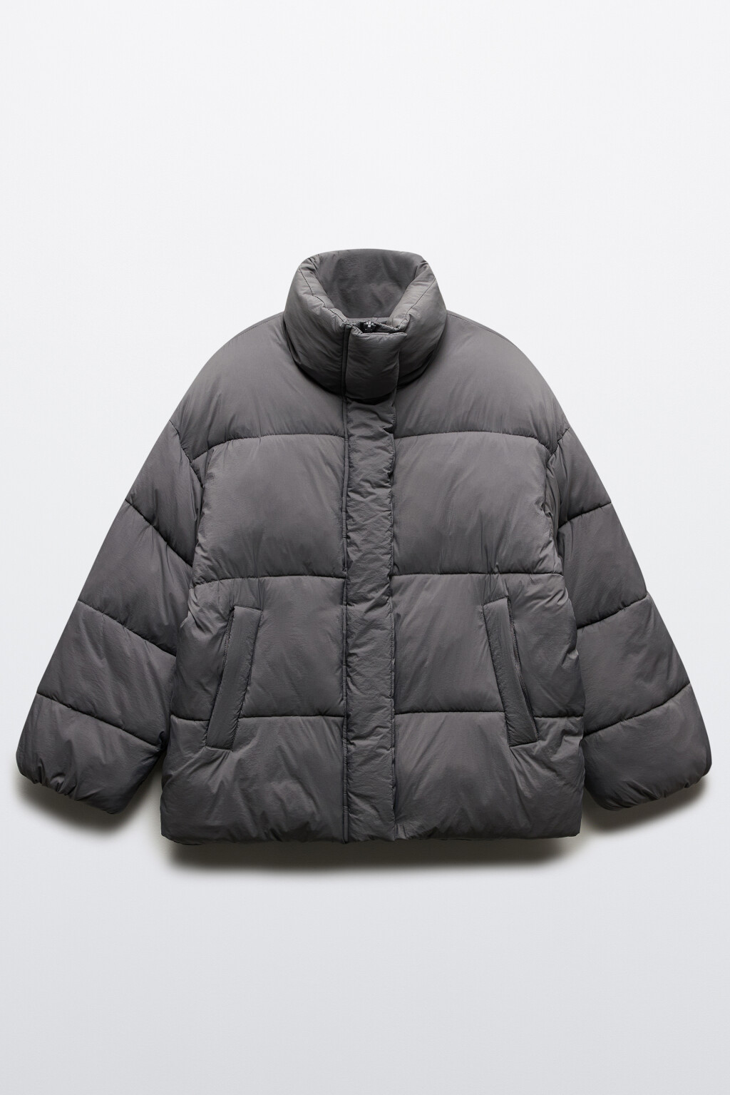 Куртка oversize стеганая с воротником-стойкой - цвет серый - 9