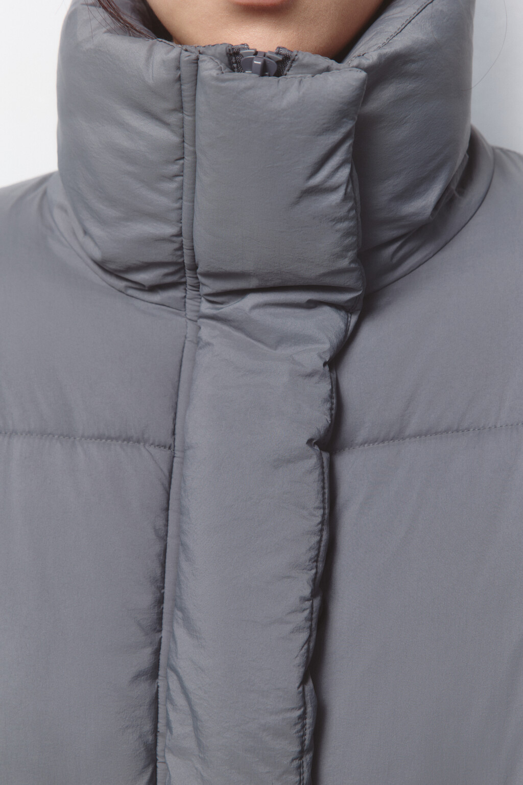 Куртка oversize стеганая с воротником-стойкой - цвет серый - 6