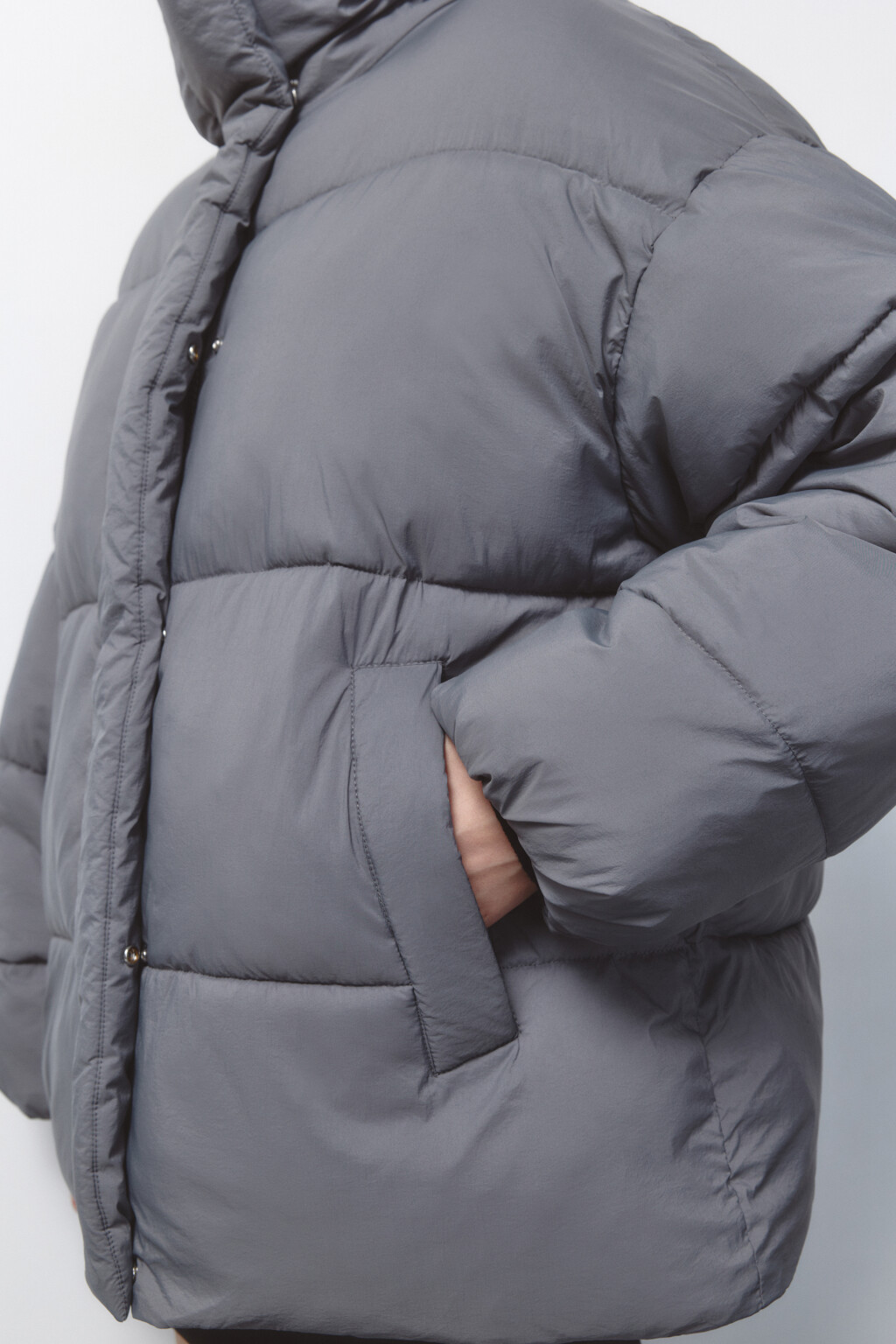 Куртка oversize стеганая с воротником-стойкой - цвет серый - 7