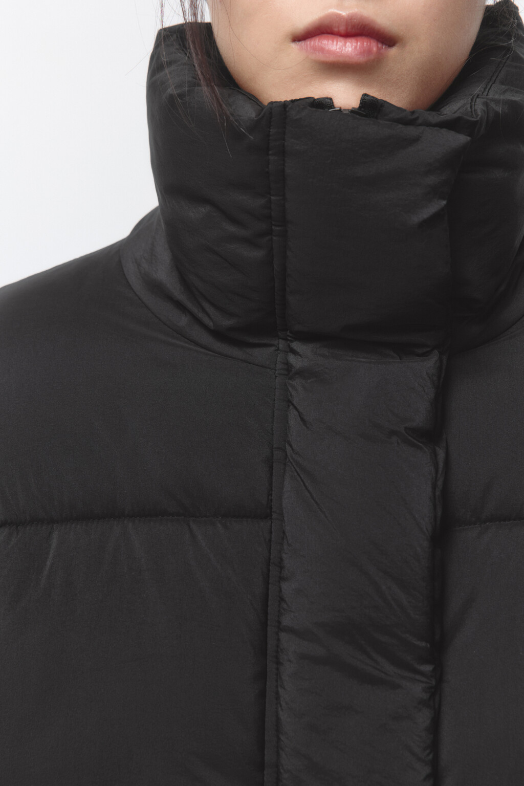 Куртка oversize стеганая с воротником-стойкой - цвет черный - 6