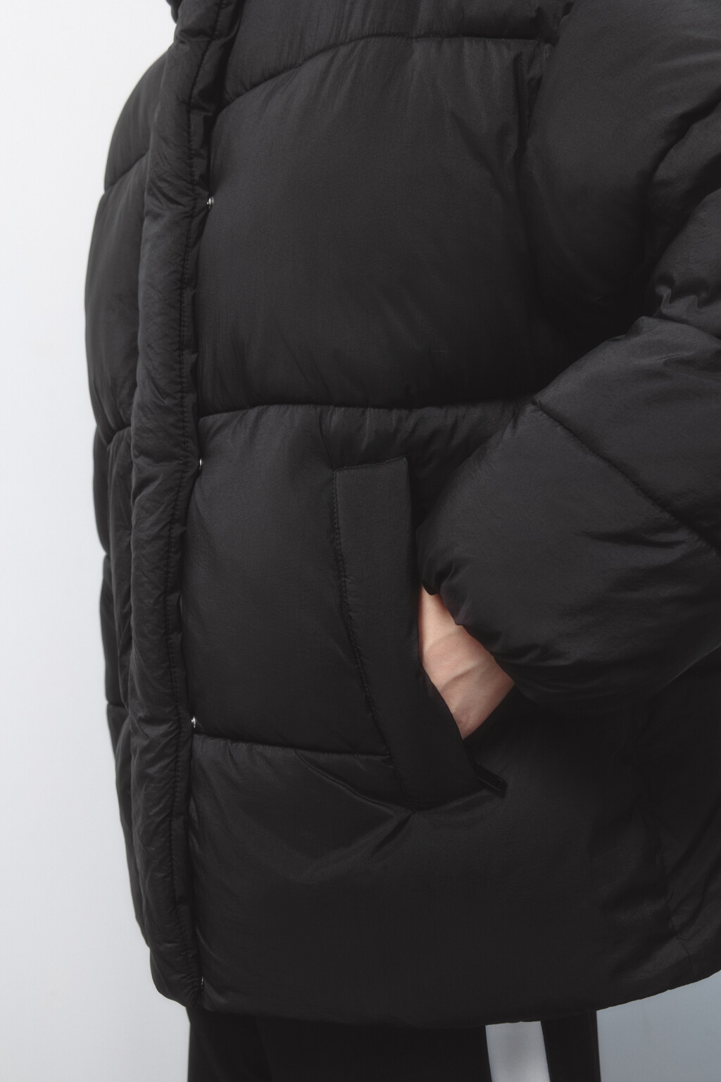 Куртка oversize стеганая с воротником-стойкой - цвет черный - 7