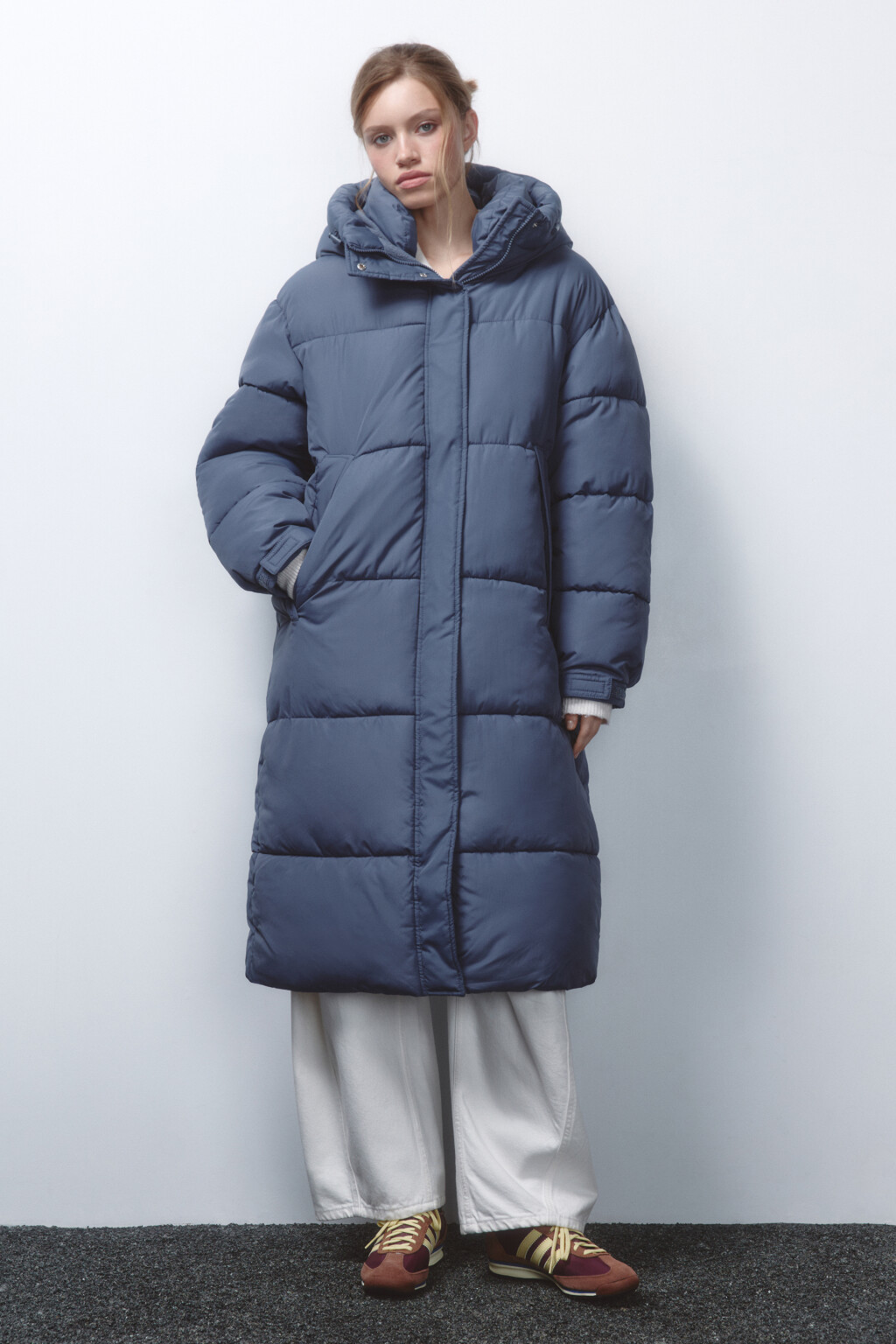 Пальто стеганое с утепленным капюшоном - цвет серый - 3
