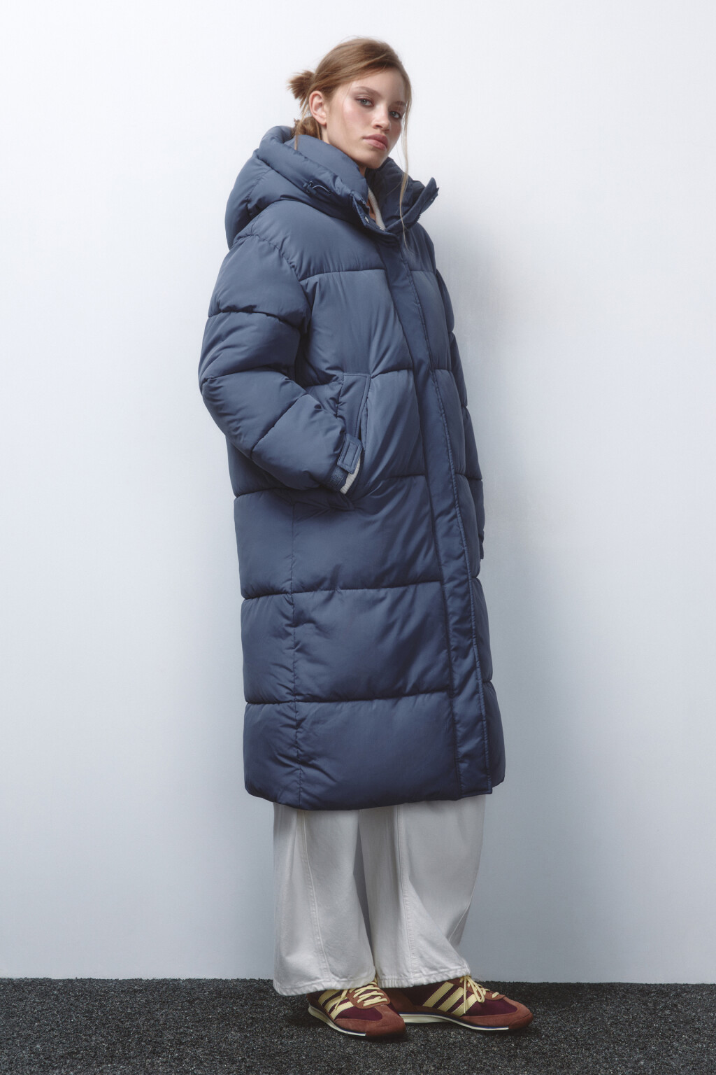 Пальто стеганое с утепленным капюшоном - цвет серый - 4