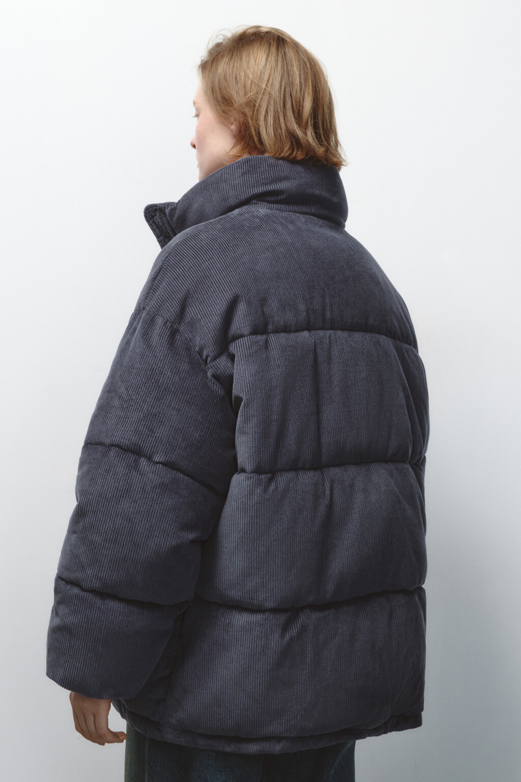 Куртка oversize вельветовая с воротником-стойкой - цвет серый - 4