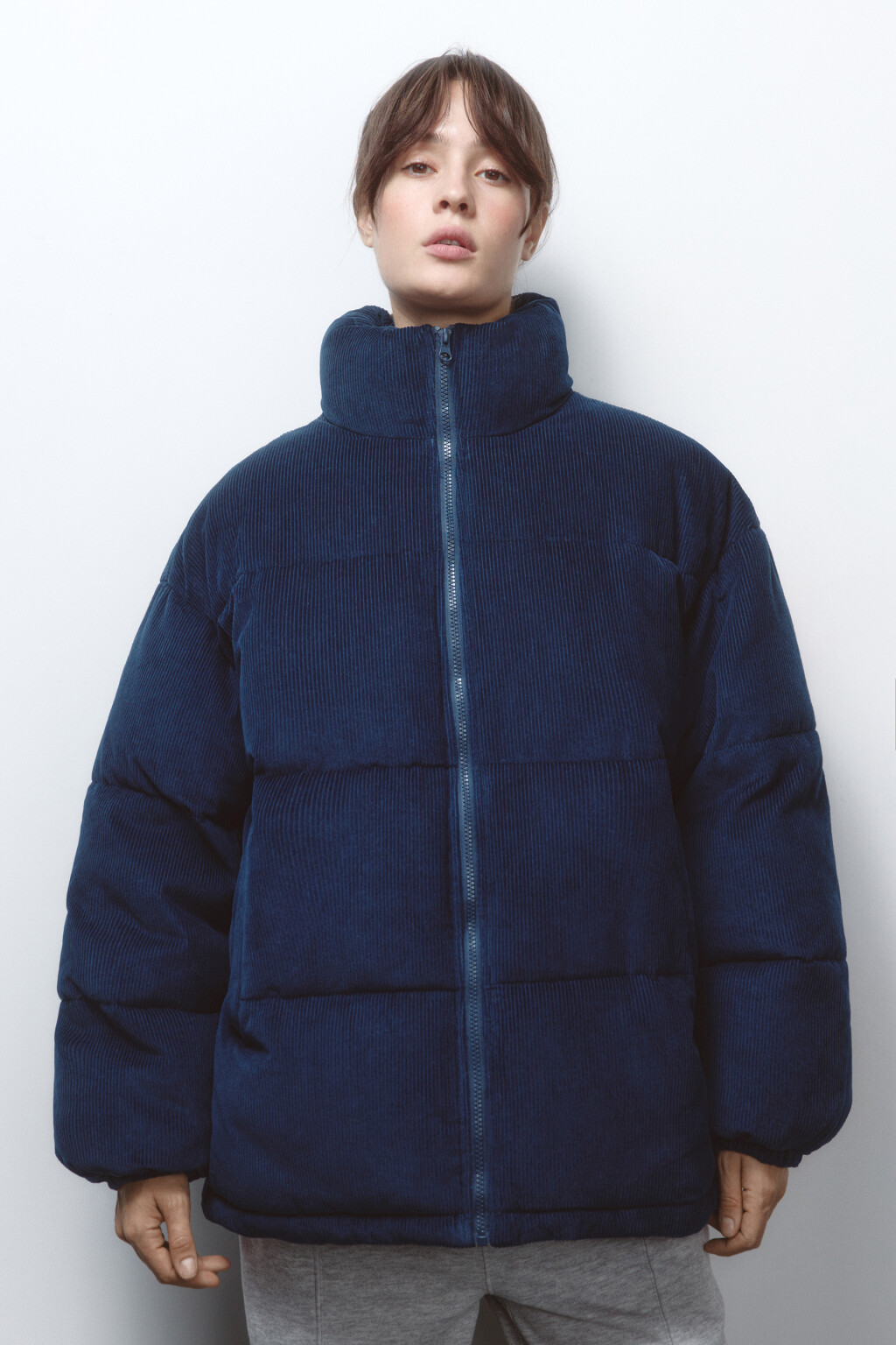 Куртка oversize вельветовая с воротником-стойкой - цвет синий - 3