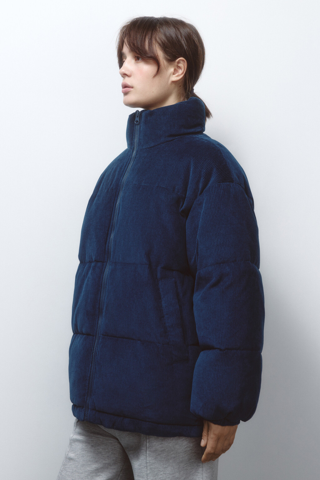 Куртка oversize вельветовая с воротником-стойкой - цвет синий - 4