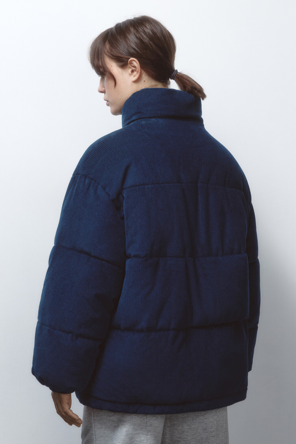 Куртка oversize вельветовая с воротником-стойкой - цвет синий - 5