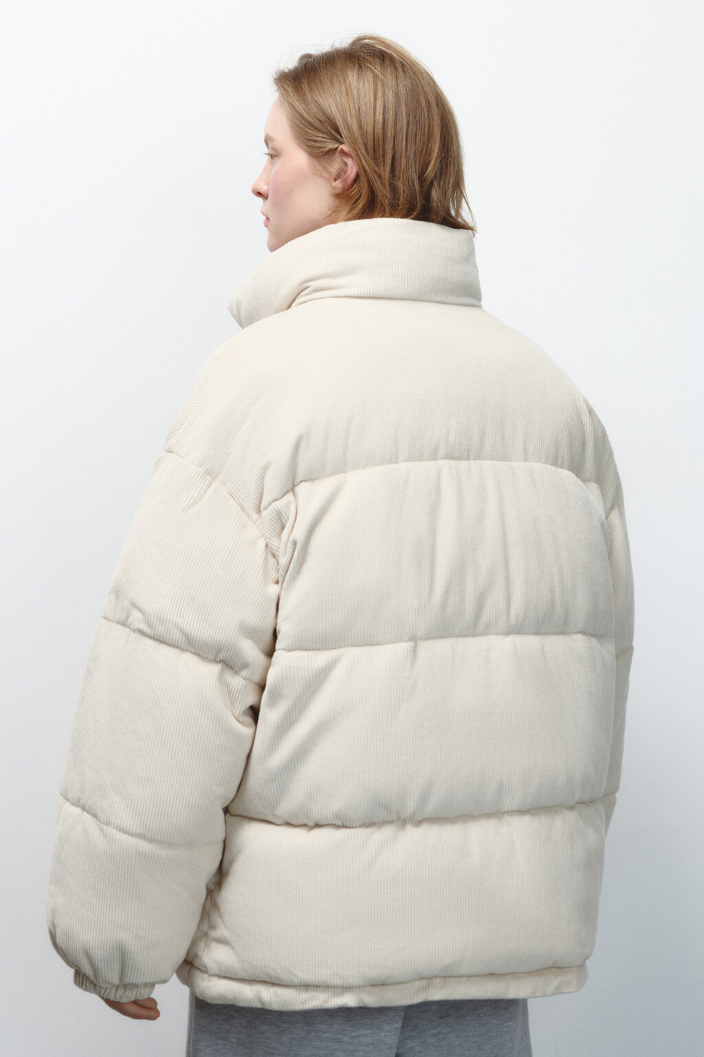 Куртка oversize вельветовая с воротником-стойкой - цвет молочный - 4